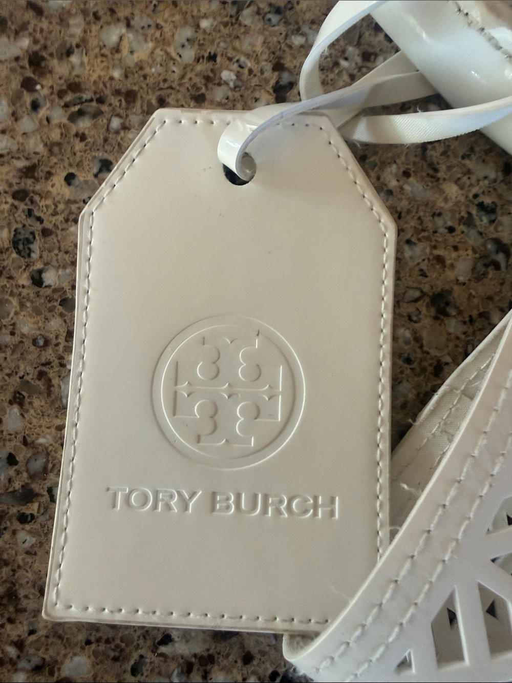 Tory Burch White Laser-Cut Leather Tote - Picture 2 of 6